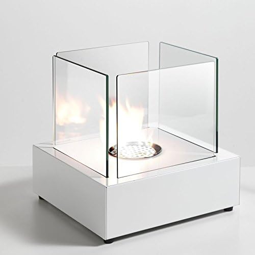 Tomasucci White Standalone Ethanol Fireplace - Includes Fire Guard