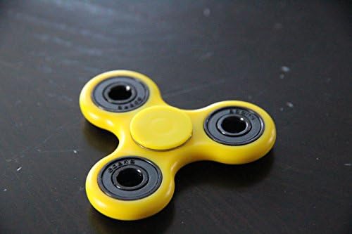 New EDC Fidget Spinner Ceramic Hand Toy w/ Caps, Premium Si3N4 Hybrid Ceramic Bearing,BS -Smooth Surface& Spin -TriSpinner Not 3DPrint (Yellow)