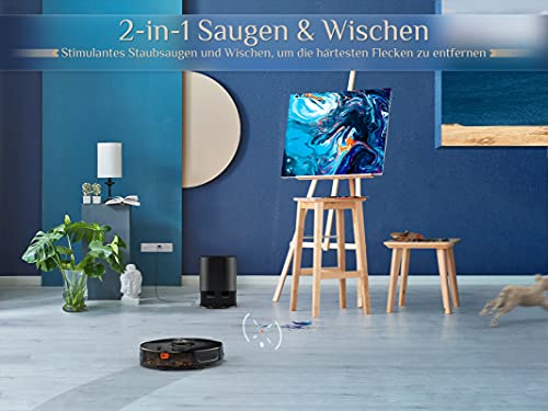 KÝVÖL S31 Saugroboter mit Wischfunktion, Laser Navigation, Seblstentleerung, 2800Pa Saugkraft Staubsauger Roboter mit Karte, 240Min. Laufzeit, Kompatibel mit Alexa, Ideal für Haare, Teppiche – Bild 8