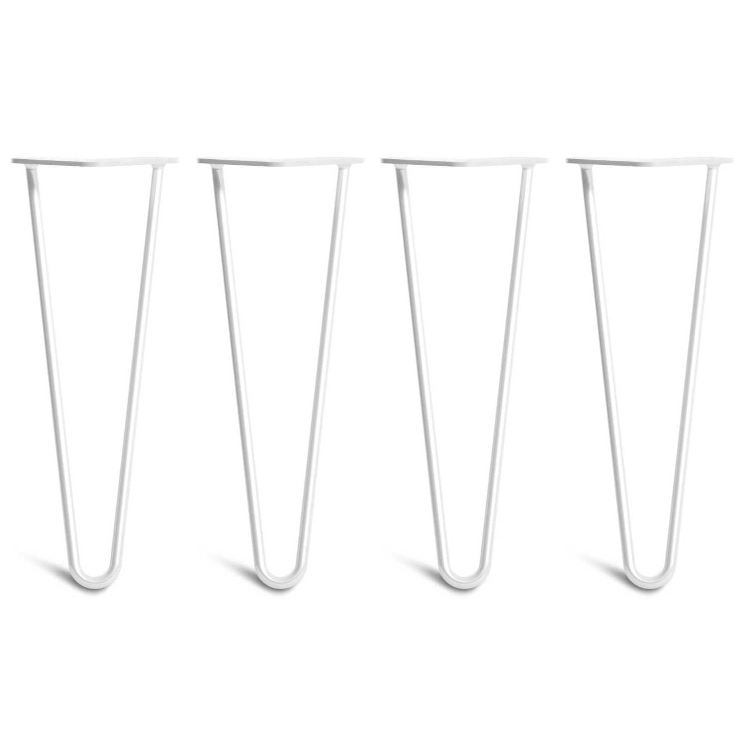 [HLC] 4 x Hairpin Table Legs – Superior Double Weld Steel Construction With Screws, Build Guide & Protector Feet Worth £8 Included! – 10mm Steel [14"/35cm,White]