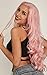 Ebingoo Natural Long Wavy Middle Part Pink Synthetic Lace Front Wig for Women Girls 26 inch( with Wig Cap)