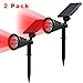 Solar Spotlight, IP65 Waterproof 4 LED Solar Lights Wall Light,Auto-on/Off Security Light Landscape Light 180° angle Adjustable for Tree,Patio,Yard,Garden,Driveway,Pool Area.T-SUNRISE(2 Pack RED)