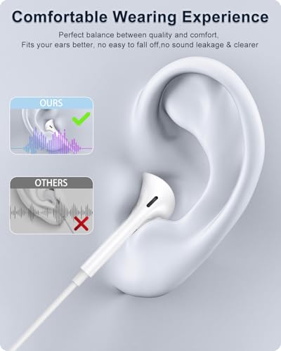 Écouteurs Filaires pour iPhone, [Certifié MFi] Intra-Auriculaires HiFi Stéréo avec Microphone et Contrôle du Volume, Casque Lightning Compatibles avec iPhone 14/14 Pro/13/12/11/XR/XS/X/8/7/SE