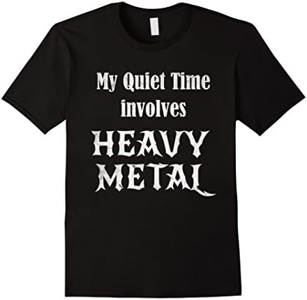 Mens Distressed Quiet Time Involves Heavy Metal Rocker T Shirt Large Black