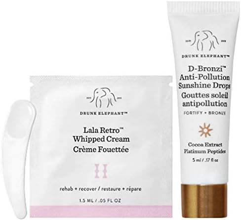 Drunk EIephant D-Bronzi Anti-Pollution Sunshine Serum & Lala Retro Whipped Cream, 2 Piece Set (Free Facial Spatula Included)