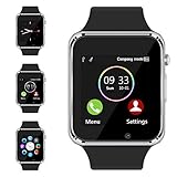 Bluetooth Smart Watch - Aeifond Touch Screen Sport Smart Wrist Watch Smartwatch Phone Fitness Tracker Camera Pedometer SIM TF Card Slot iPhone iOS Samsung Android Kids Women Men (Silver)