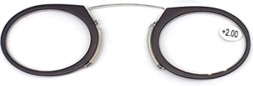 Reading Glasses Portable Nose Clip Armless Eyeglasses Pince Nez Nose Resting Pinching Presbyopic Glasses with Case for Men Women 5 Colors 6 Strength