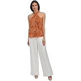 Calvin Klein Women's Printed Crisscross Halter Top (Terra Crea, X-Large)