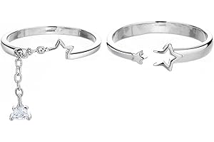 FRODETE 2 Pcs Hollow Star Couple Fashion dangling stars Ring Adjustable Ring Promise Ring Friends Couple Gift Jewelry