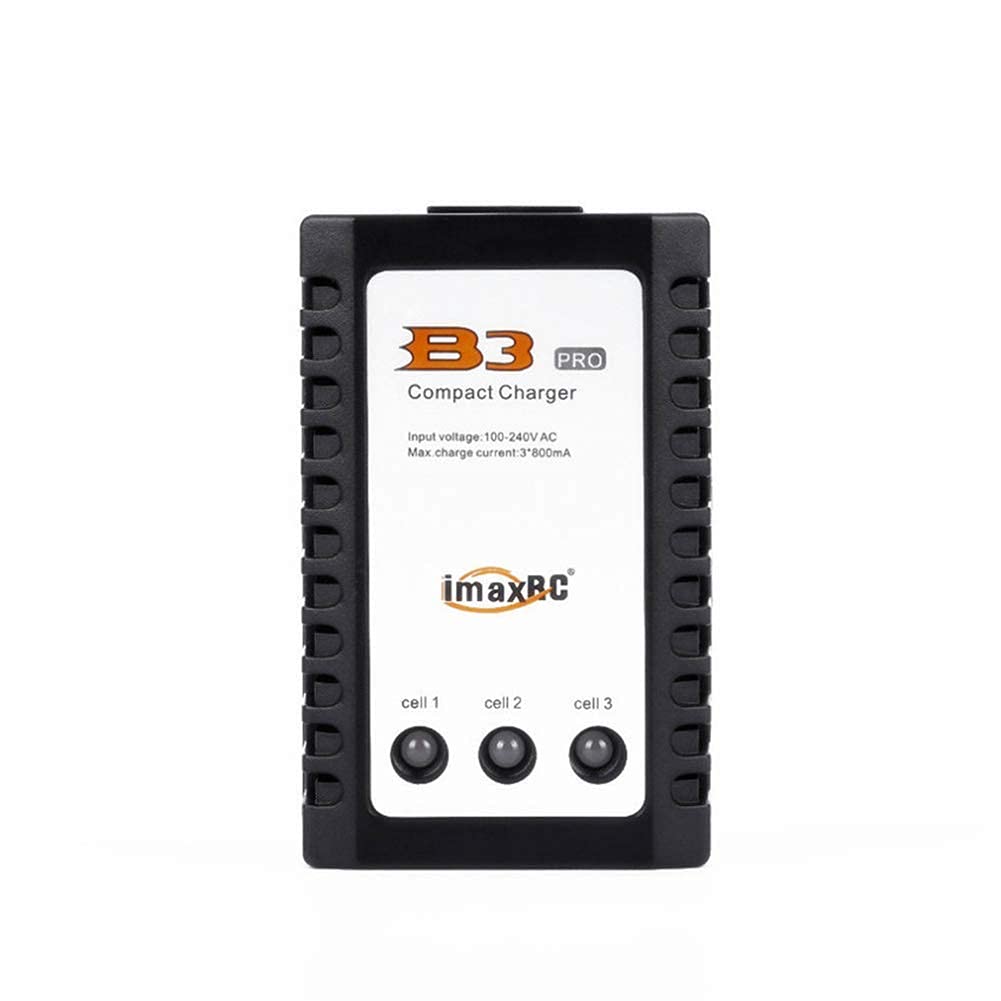 YUNIQUE GREEN-CLEAN-POWER - LiPo B3 10W Charger | Balancing for Lithium Battery 2S-3S 7.4V 11.1V | Compact, High Precision, 3 LED Indicators, Black, Plastic