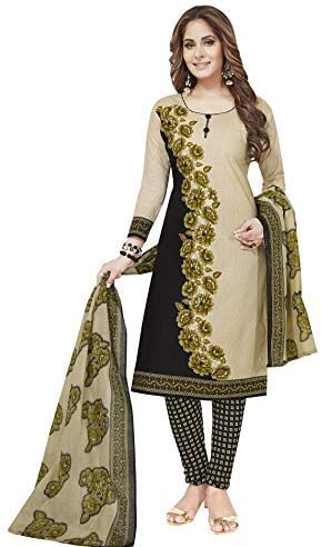 Fashion Valley Women's Unstitched Crepe Patiyala Salwar Suit Material with Dupatta (Multicolour, Free Size)