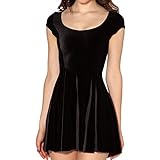 Sheoutfit Women's Hot Velvet Short Sleeve Cheerleader Skirt Dress