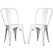 Merax High Back Steel Stackable Indoor and Outdoor Vintage Metal Dining Chairs Set of 2 (White)