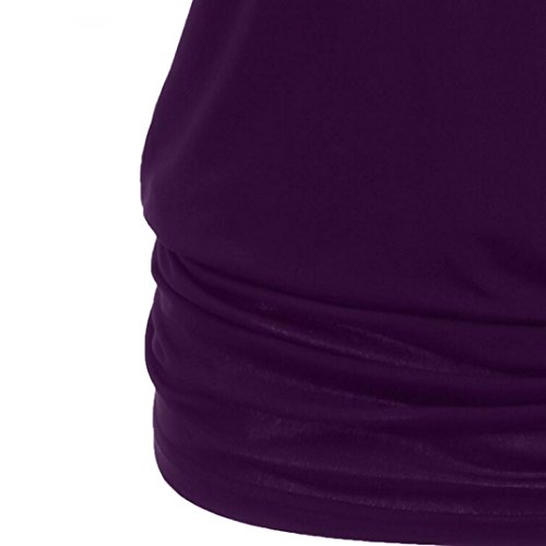 iYBUIA Womens Fashion Shoulder Cut Rivet Lacerated Sleeve T-shirt Hollow Out Casual Tops(Purple,S)
