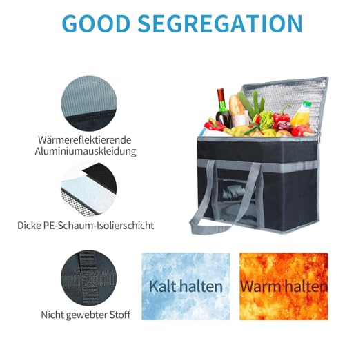 Large Foldable Insulated Bag - Particularly Robust, Ideal for Shopping