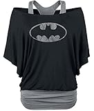 Bigood Women's Faux Two-pieces Off-the-shoulder Batman Casual T-shirt Tops