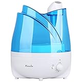 Ultrasonic Humidifier with Essential Oil Tray, KEDSUM 2L/0.53 Gallon Cool Mist Humidifiers Essential Oil Diffuser with Adjustable Mist Dial Knob Control,Various Night Light, Filter Free, Whisper Quiet