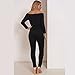 Longwu Women's Fashion Off-Shoulder Drawstring Jumpsuits Rompers Knee Hole Pants Black-S