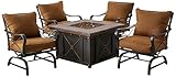Hanover SUMMRNGHT5PC Summer Nights 5-Piece Patio Fire Pit Set Outdoor Furniture, 40