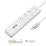Koogeek Smart Surge Protector Wifi Power Strip 3 Outlets with 3 USB Charging Ports, Works with Apple HomeKit & Google Assistant, Compatible with Alexa, Timers, Remote Control on 2.4GHz Network