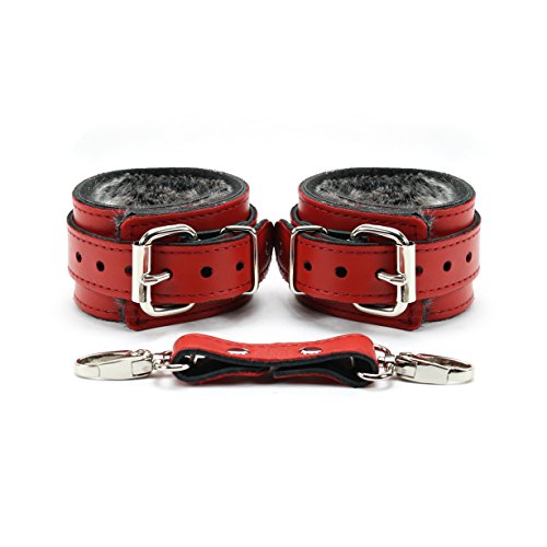 Baltimore Wrist Cuffs Ankle Cuffs Supreme Lambskin Leather (Red, Wrist)