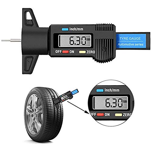 Aofan Adjustable Digital Tyre Tread Depth Gauge Range 0-25.4mm with LCD Display for Cars, Vans, Trucks, Motorbike