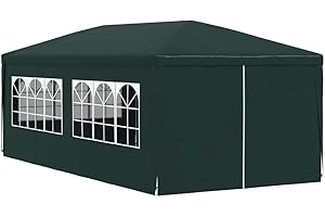 vidaXL Outdoor Canopy Party Tent 118.1" x 236.2", UV & Water-Resistant PE, Rust-Resistant Steel Frame, Windows & Zippered Door, Perfect Tent for Garden Parties & Backyard Events, Green