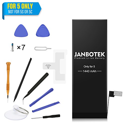 JANBOTEK Replacement Battery for iP5 - Repair Kit with Tools, Adhesive Strips - New 1440 mAh 0 Cycle Battery - 24-Month Warranty JANBOTEK Replacement Battery for iP5 - Repair Kit with Tools, Adhesive Strips - New 1440 mAh 0 Cycle Battery - 24-Month Warranty