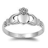 Sterling Silver Women's Claddagh Heart Hand Ring Cute 925 Band 9mm Sizes 2-14