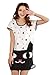 Icibgoods Womens Summer Cartoon Moon with Cat Print Dress Black