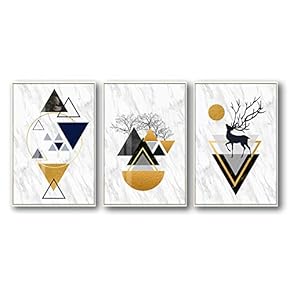 3 Piece Framed Canvas Home Artwork Decoration Abstract Mountain Canvas Wall Art for Living Room, Bedroom - 16"x24"x3 Panels