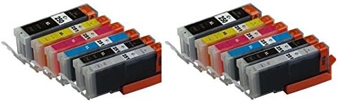 12 Photosharp (not Canon) IP8750 ink toner cartridge for 2 each of PGI-250XL CLI-251XL (PGBK/BK/C/M/Y/GY gray) Black/cyan/magenta/yellow/Grey for Cannon Pixma IP-8750 all-in-one inkjet Photo printer