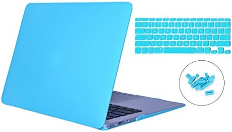 DWON MacBook Air 11 Inch Case with Keyboard Cover and Dust Plug for Apple MacBook Air 11 Inch Sleeve Model A1370 and A1465 - Airy Blue