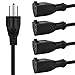ClearMax 4 in 1 Power Cord, 16 AWG Heavy Duty Power Supply Extension Cable, Multi Outlet Extension Cord, 3 Prong Y Splitter Short Extension Word with Multiple Outlets, 18 Inches, Black, Pack of 3