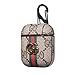 Fit for AirPods 1&2 Wireless Headphone Cases,New Luxury Leather Fashion GG Monogram Style Full Protective Shockproof Cover with Carabiner for Apple AirPods Charging Case(GG)