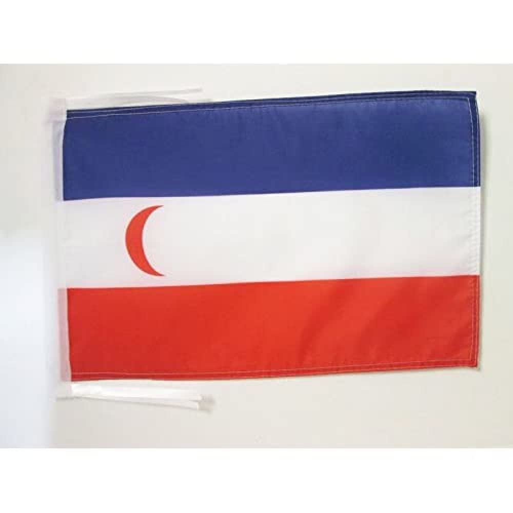 AZ FLAG - French Madagascar 1882-1897 Flag - 18'' x 12'' - 100% Polyester France Madagascar Small Banner with Two Cords - Fade Resistant - Vivid Colors - 18x12 in - 45x30 Cm — image 1