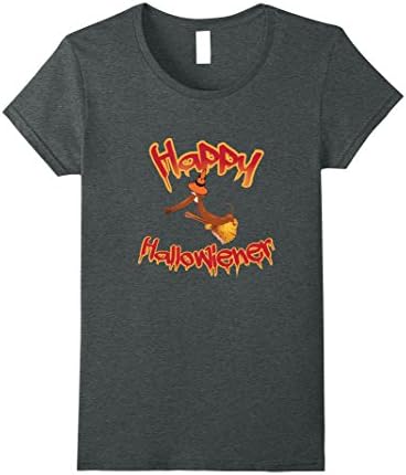 Womens Dachshund Funny Halloween T Shirt, Scary Doxie Tee Gift Large Dark Heather