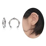 Aifeer s925 Sterling Silver Round Retro Carved Ear Cuff Wrap Earring No Piercing for Men & Women (A Pair)