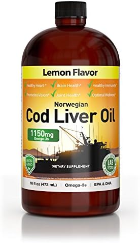 Norwegian Cod Liver Oil, Lemon Flavored, 1150 mg - 16oz