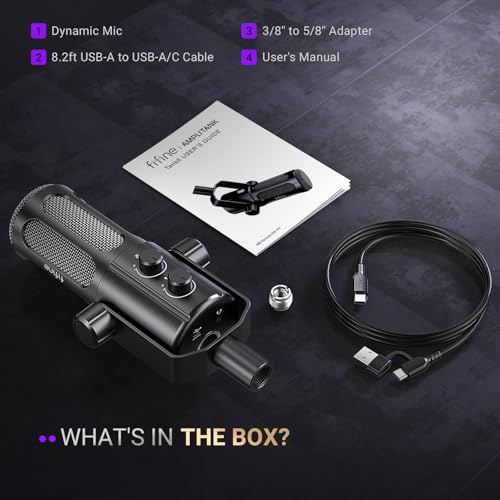 FIFINE USB/XLR Dynamic Microphone for Vocal, Podcasts, Streaming, Recording, Broadcasting, Studio Microphone with Mute Button, Headphone Jack for PC/XLR Mixer -TANK6