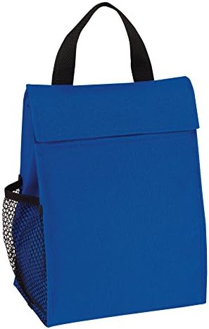 Eunichara Lunch Sack Polyester 600D, Insulated, Heat-sealed PEVA Lining, Sleeve Pocket for Accessories with Side Mesh Pocket, Easy Spot Clkean / Air Dry (7.5" x 10" x 5") - Color Royal Blue
