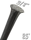 Electriduct 3/8" PET Expandable Braid Sleeving Flexible Wire Mesh Sleeve - 25FT (Black)