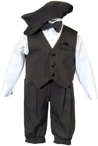 Boys Knicker Set with Vest and Hat - Vintage Grey Stripe 8