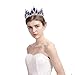 Vintage Rhinestones Crystal Crown for Women Wedding Bridal Tiara Flower Crown Hair Accessories (gold-blue)