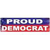 Bumper Planet - Bumper Sticker - Proud Democrat - 3 x 10 inch - Vinyl Decal Professionally Made in USA