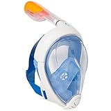 Tribord EasyBreath Full Face, Anti-Fog, Hypoallergenic Silicone Facial Lining Snorkeling Mask, Blue, L/XL