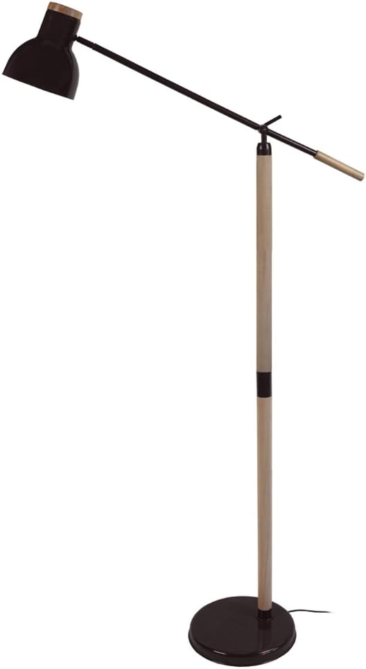 Tosel 95190 Olsen Floor Lamp Reading Light Beech Wood/Steel/Black Epoxy Paint 800 x 1200 mm
