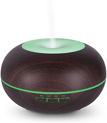 Cidana Ultrasonic 300ml Aroma Essential Oil Diffuser Cool Mist Humidifier with 7 LED Color Changing Lamps for Office Home Yoga Gift(Dark Wood Grain)