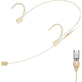 KIMAFUN Headset/Headworn Microphone Professional Earset Over Ear Hanging Condenser Mic Compatible with Audio Technica Wireless System Bodypack Transmitter, for Performance, Theater, Lecture - BeigeT4