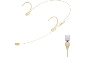 KIMAFUN Beige Headset Microphone, Pro Over-Ear Condenser Headworn Mic Compatible with Audio Technica Wireless Bodypack Transm